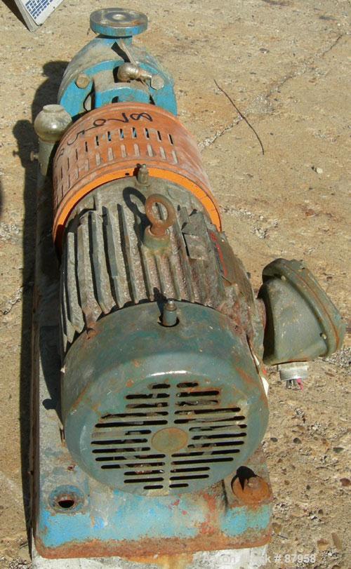 Used Goulds Centrifugal Pump, Model 3196, Size 1x1 1/2-6, 316 Stainless Steel. 1-1/2" inlet, 1" outlet, approximately 5-1/4" diameter impeller. Rated approximately 20 gallons per minute at 30’ head. ...