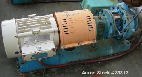 USED: Goulds centrifugal pump, model 3196. 3 x 4 x 10. DI/316 impeller. 10 hp motor, 3/60/460V, 1765 rpm. Mounted on base.
