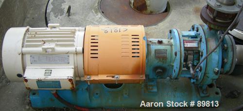 USED: Goulds centrifugal pump, model 3196. 3 x 4 x 10. DI/316 impeller. 10 hp motor, 3/60/460V, 1765 rpm. Mounted on base.