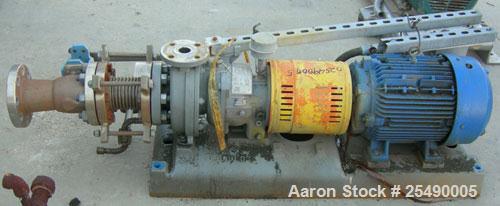 Used Goulds Centrifugal Pump, model 3296, S Group, size 1.5x3-8, 316 stainless steel. 3" inlet, 1-1/2" outlet, approximately 6.75'' diameter impeller. Rated approximately 135 gallons per minute at 18...