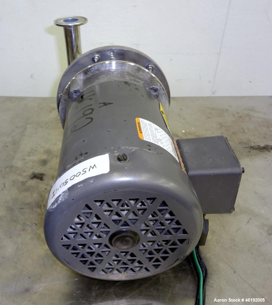 Used Goulds G&L Series Sanitary Centrifugal Pump, Model GSP, Size 1x1-1/2-5, 316 Stainless Steel. Approximately 25 gallons per minute at 25 head. 1-1/2" Inlet, 1" outlet, 5-3/16" diameter impeller. D...