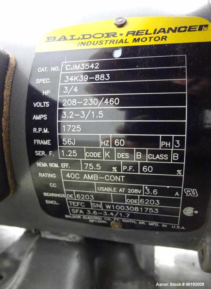 Used Goulds G&L Series Sanitary Centrifugal Pump, Model GSP, Size 1x1-1/2-5, 316 Stainless Steel. Approximately 25 gallons per minute at 25 head. 1-1/2" Inlet, 1" outlet, 5-3/16" diameter impeller. D...