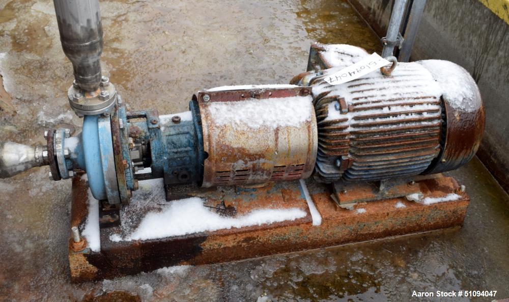 Used- Goulds Centrifugal Pump, Model STX, Size 1X1.5X8, 316 Stainless Steel. Driven by a 15hp, 3/60/230/460 volt, 3530 rpm m...