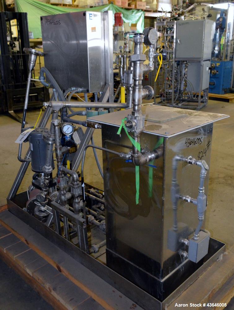 Used Pumping System Consisting Of: (2) Grundfos Vertical Multistage Centrifugal Pumps, Model CR2, 316 Stainless Steel. Each rated 11 gallons per minute at 140' head at 3450 rpm at 230 psi at 250 degr...