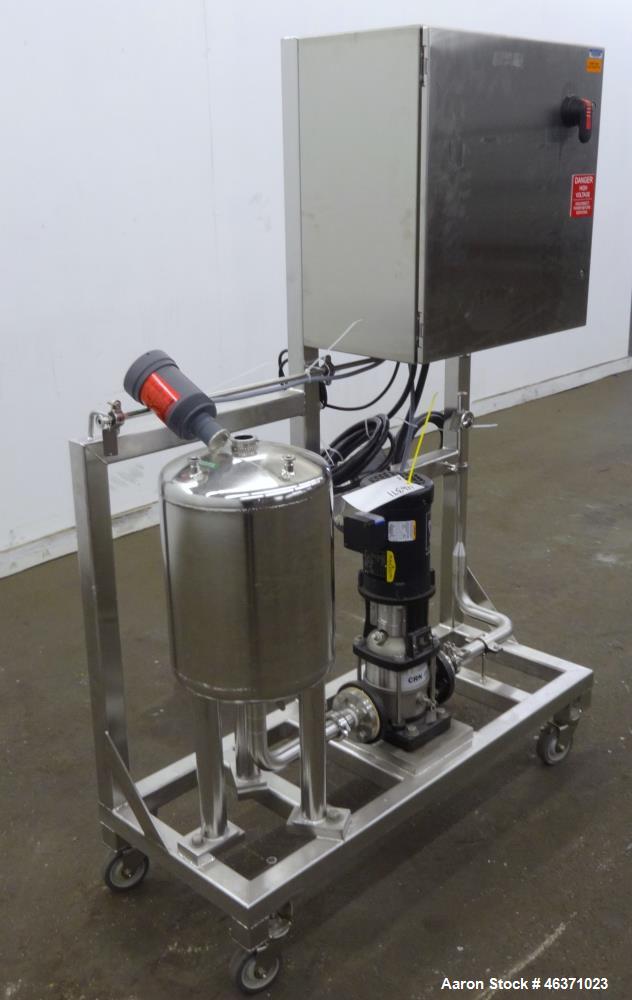 Used Grundfos CRN1S Vertical Multistage Centrifugal Pump, Type CRN1S-5A-FGJ-G-E-HQQE, 316 Stainless Steel. Rated 4.84 gallons per minute at 138.8 head at 3425 rpm at 363 psi at 248 degrees F. 1-1/4" ...