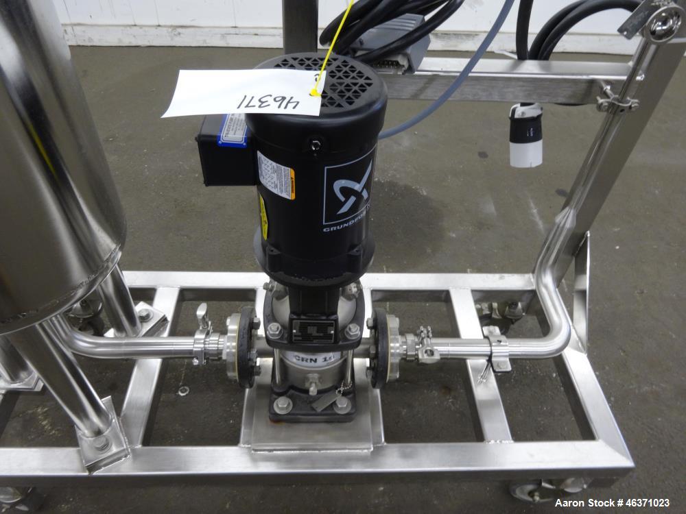 Used Grundfos CRN1S Vertical Multistage Centrifugal Pump, Type CRN1S-5A-FGJ-G-E-HQQE, 316 Stainless Steel. Rated 4.84 gallons per minute at 138.8 head at 3425 rpm at 363 psi at 248 degrees F. 1-1/4" ...