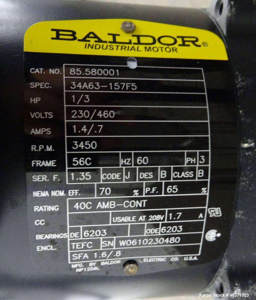 Used Grundfos CRN1S Vertical Multistage Centrifugal Pump, Type CRN1S-5A-FGJ-G-E-HQQE, 316 Stainless Steel. Rated 4.84 gallons per minute at 138.8 head at 3425 rpm at 363 psi at 248 degrees F. 1-1/4" ...