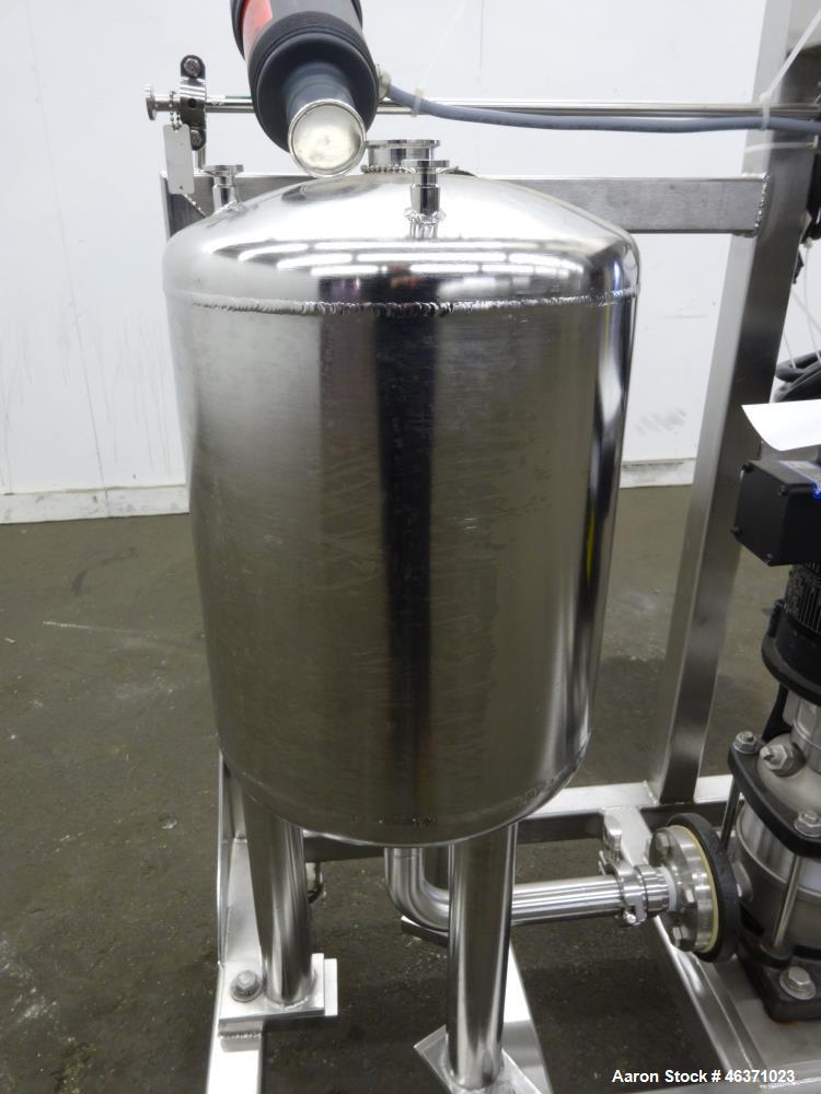 Used Grundfos CRN1S Vertical Multistage Centrifugal Pump, Type CRN1S-5A-FGJ-G-E-HQQE, 316 Stainless Steel. Rated 4.84 gallons per minute at 138.8 head at 3425 rpm at 363 psi at 248 degrees F. 1-1/4" ...