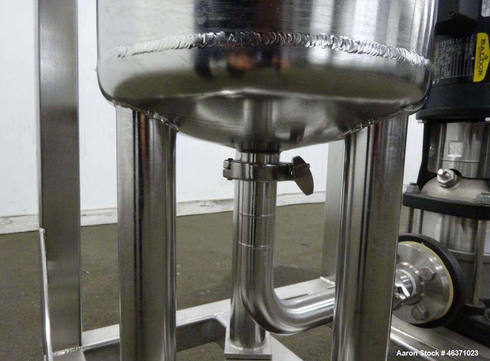 Used Grundfos CRN1S Vertical Multistage Centrifugal Pump, Type CRN1S-5A-FGJ-G-E-HQQE, 316 Stainless Steel. Rated 4.84 gallons per minute at 138.8 head at 3425 rpm at 363 psi at 248 degrees F. 1-1/4" ...