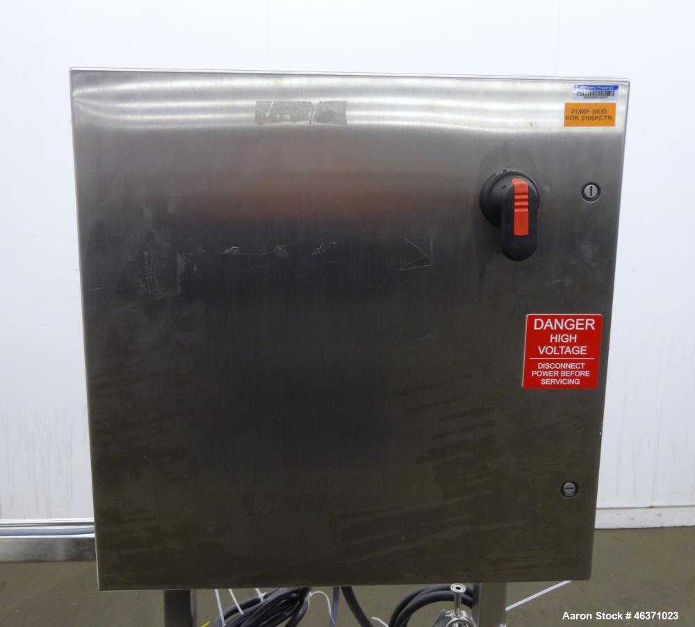 Used Grundfos CRN1S Vertical Multistage Centrifugal Pump, Type CRN1S-5A-FGJ-G-E-HQQE, 316 Stainless Steel. Rated 4.84 gallons per minute at 138.8 head at 3425 rpm at 363 psi at 248 degrees F. 1-1/4" ...
