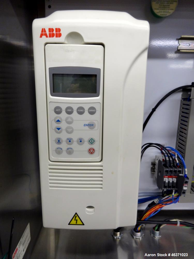 Used Grundfos CRN1S Vertical Multistage Centrifugal Pump, Type CRN1S-5A-FGJ-G-E-HQQE, 316 Stainless Steel. Rated 4.84 gallons per minute at 138.8 head at 3425 rpm at 363 psi at 248 degrees F. 1-1/4" ...