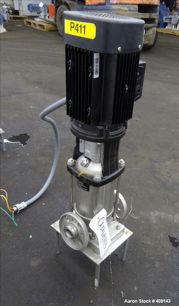 Used Grundfos CRN3 Vertical Multistage Centrifugal Pump, Type CRN3-11-A-FGJ-GI-E-HQQE, Model A96631933-P11151101, 316 Stainless Steel. Rated 15.41 gallons per minute at 251’ head at 3452 rpm at 363 p...