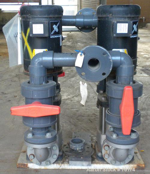 Used Grundfos Pump System, 316 Stainless Steel, Consisting Of: (2) Grundfos vertical multistage centrifugal pumps, model A9527, type CRN30-30U-G-G-BBUE. Each pump approximate capacity 85 gallons per ...