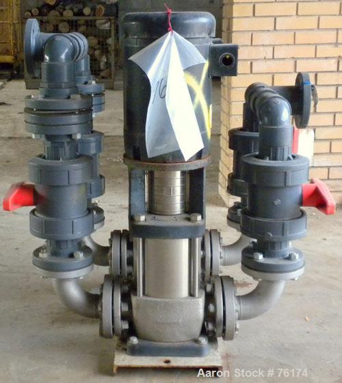Used Grundfos Pump System, 316 Stainless Steel, Consisting Of: (2) Grundfos vertical multistage centrifugal pumps, model A9527, type CRN30-30U-G-G-BBUE. Each pump approximate capacity 85 gallons per ...