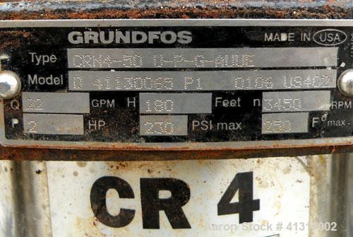 Used- Grundfos Vertical Multistage Centrifugal Pump, Model CRN4-50-U-P-G-AUUE, stainless steel. Rated 22 gallons per minute ...