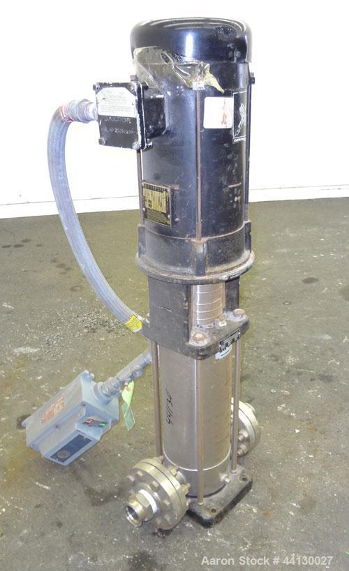 Used Stainless Steel Grundfos CRN8 Vertical Multistage Centrifugal Pump, Type CRN8-100 U-G-G-AUUE, Model A 42Z96754 P1 0102 US616