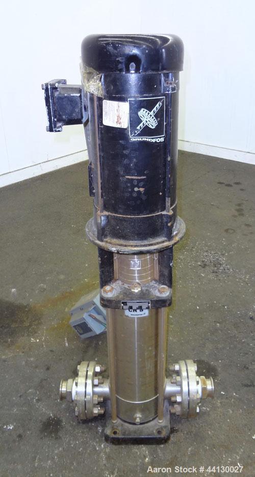 Used Stainless Steel Grundfos CRN8 Vertical Multistage Centrifugal Pump, Type CRN8-100 U-G-G-AUUE, Model A 42Z96754 P1 0102 US616