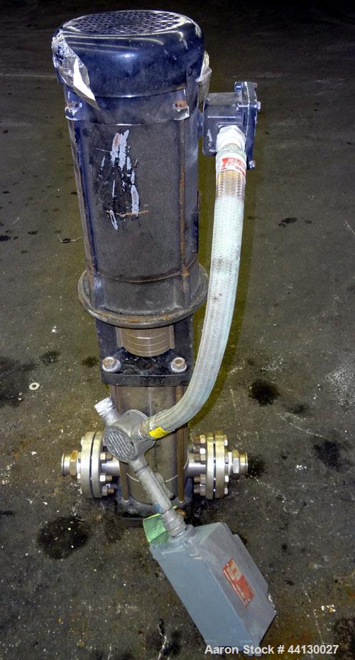 Used Stainless Steel Grundfos CRN8 Vertical Multistage Centrifugal Pump, Type CRN8-100 U-G-G-AUUE, Model A 42Z96754 P1 0102 US616
