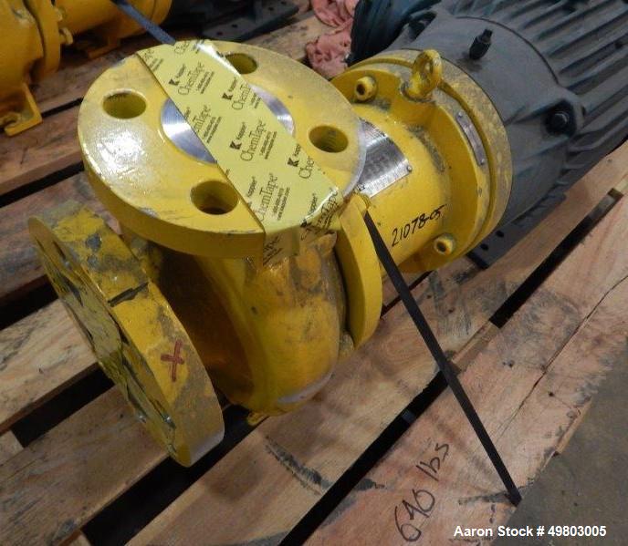 Used HMD Kontro Centrifugal Pump, Model GSA, Size 3X1.5X6H, 316 Stainless Steel. Rated 100 gallons per minute at 120’ head at 3500 rpm, maximum design pressure 275 psi. Driven by a 10hp, 3/60/230/460...