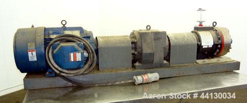 Used Hydra-Cell Pump, Model DD35EASJNNEHB, 316 Stainless Steel. Approximate 3" inlet, 1-1/2" outlet. Driven by a 3.81/25hp, 3/10-60/80-460 volt, 770-1770 rpm motor. Mounted on a carbon steel base.