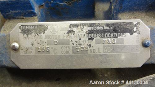 Used Hydra-Cell Pump, Model DD35EASJNNEHB, 316 Stainless Steel. Approximate 3" inlet, 1-1/2" outlet. Driven by a 3.81/25hp, 3/10-60/80-460 volt, 770-1770 rpm motor. Mounted on a carbon steel base.