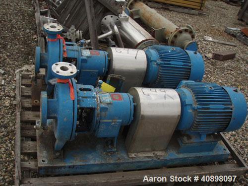 Used Ingersoll Rand Centrifugal Pump, Type HOC2, Size 3x1.5x10, stainless steel. 3" inlet, 1 1/2" outlet. Driven by a 15 hp motor. Base mounted.