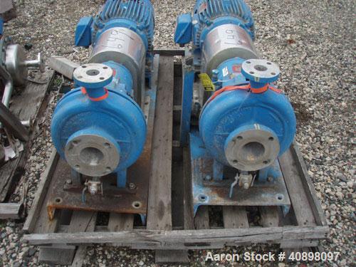 Used Ingersoll Rand Centrifugal Pump, Type HOC2, Size 3x1.5x10, stainless steel. 3" inlet, 1 1/2" outlet. Driven by a 15 hp motor. Base mounted.
