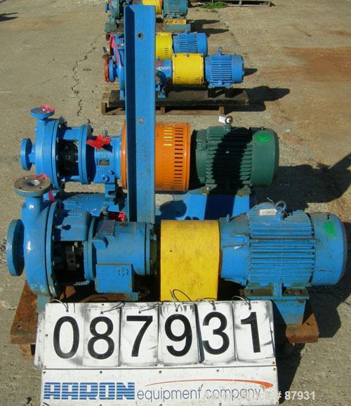 Used Ingersoll Rand Centrifugal Pump, Size 3x1.5x10, 316 Stainless Steel. 3" inlet, 1-1/2" outlet. Rated approximately 275 gallons per minute at 450' head. Driven by a 10 HP, 3/60/460 Volt, 1755 RPM ...