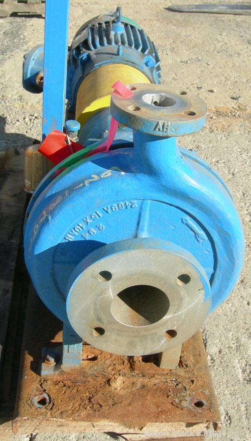 Used Ingersoll Rand Centrifugal Pump, Size 3x1.5x10, 316 Stainless Steel. 3" inlet, 1-1/2" outlet. Rated approximately 275 gallons per minute at 450' head. Driven by a 10 HP, 3/60/460 Volt, 1755 RPM ...