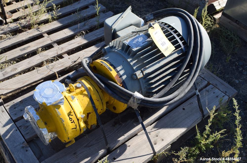 Used Kontro HMD Seal Less Pump, Model GSA 3X1.5X8H, 316 Stainless Steel. Rated 254 gpm at 172 head feet at 3500 rpm. Driven by a 30hp motor. Serial# 824951.