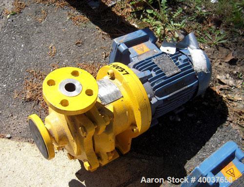 Used Kontro Centrifugal Pump, Model GTA1X1X5, 316 Stainless steel. Rated 25 gallons per minute at 31' head at -40 to 400 deg F at 275 psi at 3500 rpm. 1'' inlet/outlet. Impeller diameter 3.5''. Drive...