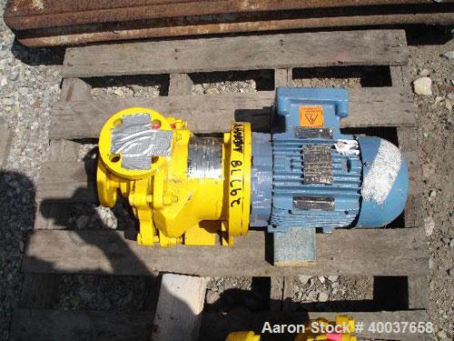 Used Kontro Centrifugal Pump, Model GTA1X1X5, 316 Stainless steel. Rated 25 gallons per minute at 31' head at -40 to 400 deg F at 275 psi at 3500 rpm. 1'' inlet/outlet. Impeller diameter 3.5''. Drive...
