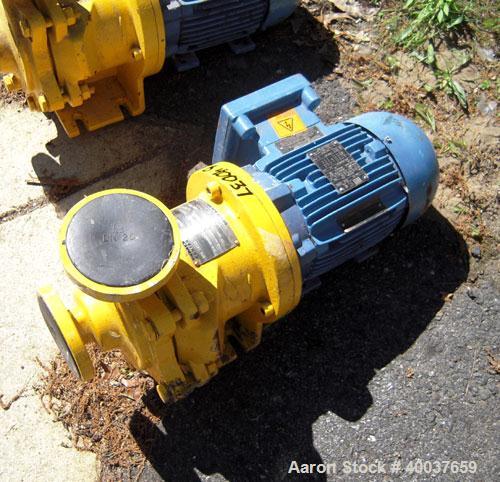 Used Kontro Centrifugal Pump, Model GTA1X1X5, 316 Stainless steel. Rated 25 gallons per minute at 31' head at -40 to 400 deg F at 275 psi at 3500 rpm. 1'' inlet/outlet. Impeller diameter 3.5''. Drive...