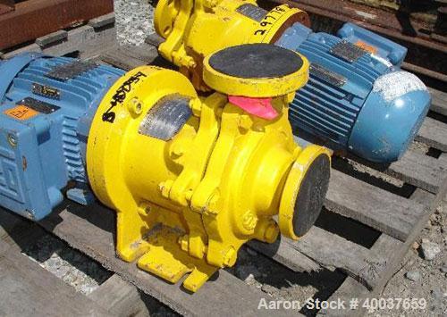 Used Kontro Centrifugal Pump, Model GTA1X1X5, 316 Stainless steel. Rated 25 gallons per minute at 31' head at -40 to 400 deg F at 275 psi at 3500 rpm. 1'' inlet/outlet. Impeller diameter 3.5''. Drive...