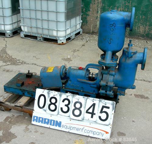 USED: Labour self priming centrifugal pump, model 25W-DPL, 316 stainless steel. 4" inlet/outlet. Approximate capacity 300 gallons per minute, at 1800 rpm at 100 head feet. Base mounted. Requires an a...