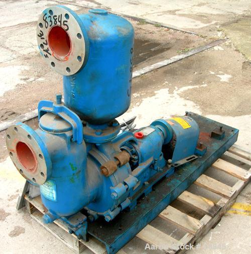 USED: Labour self priming centrifugal pump, model 25W-DPL, 316 stainless steel. 4" inlet/outlet. Approximate capacity 300 gallons per minute, at 1800 rpm at 100 head feet. Base mounted. Requires an a...