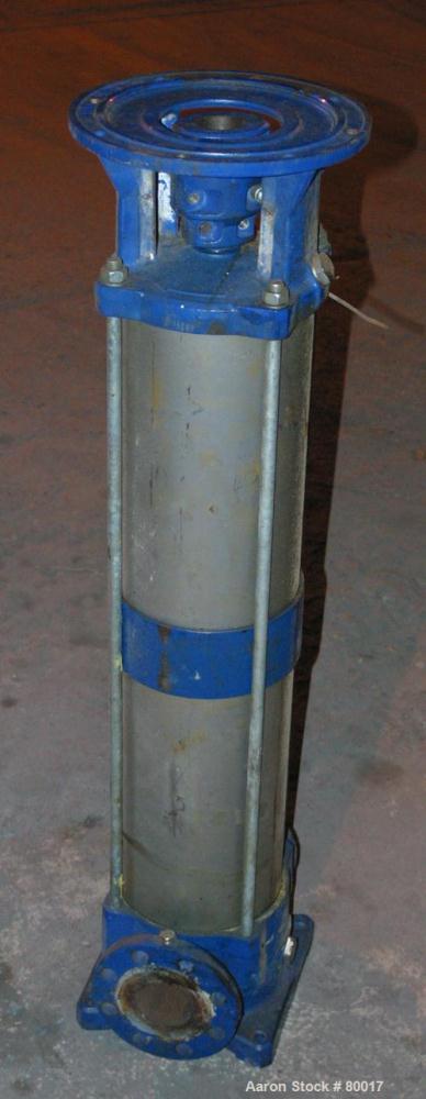 USED:Lowara SV series vertical multistage centrifugal pump, carbon steel, model SV3310. Approx 50 gallons per minute at 170 head feet. 3" inlet/outlet. Unit requires an approx 5 hp motor.