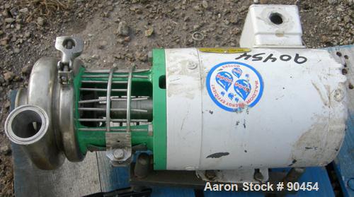 Used: Tri Clover Centrifugal Pump, model C114MD56T-S, 316 stainless steel. Approximately 70 gallons per minute at 9' head at...