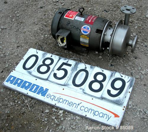 Used R. S. Corcoran Centrifugal Pump, Model 4000D, 316 Stainless Steel. 1-1/2" inlet, 1" outlet. Approximate capacity 56 gallons per minute at 246' head. 8" diameter impeller. Direct driven by a 10 H...