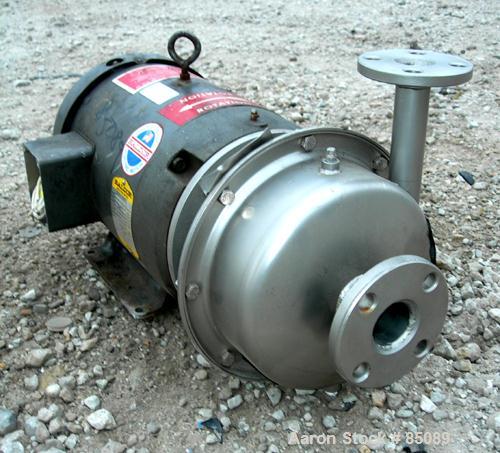 Used R. S. Corcoran Centrifugal Pump, Model 4000D, 316 Stainless Steel. 1-1/2" inlet, 1" outlet. Approximate capacity 56 gallons per minute at 246' head. 8" diameter impeller. Direct driven by a 10 H...