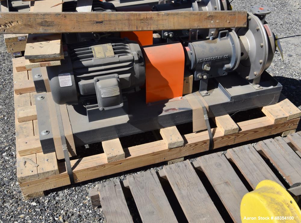 Unused- R.S. Corcoran Centrifugal Pump, Model 5000F, 316 Stainless Steel. Rated 30 GPM at TDH 50'. 2" Inlet, 1" outlet. Driven by a 5hp XP motor. Serial# 3951, built 2007.