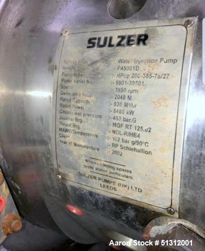 Used- Sulzer High Pressure Barrel Casing Pump