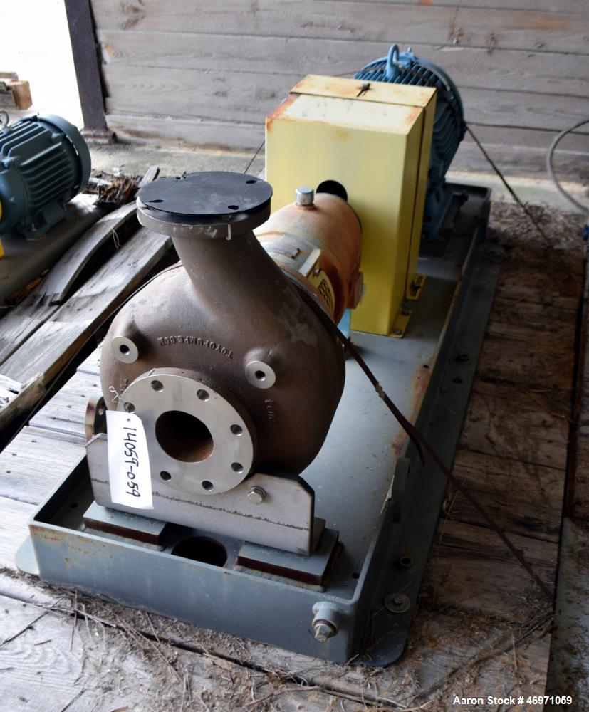 Unused- Toyo Centrifugal Pump, Model DEH-72-80-PF4-CD4-D#, Stainless Steel. Rated 200 gallons per minute at 126’ head at 1660 rpm. 4” Inlet, 3” outlet, impeller diameter 11.1”, maximum solid size 1.2...