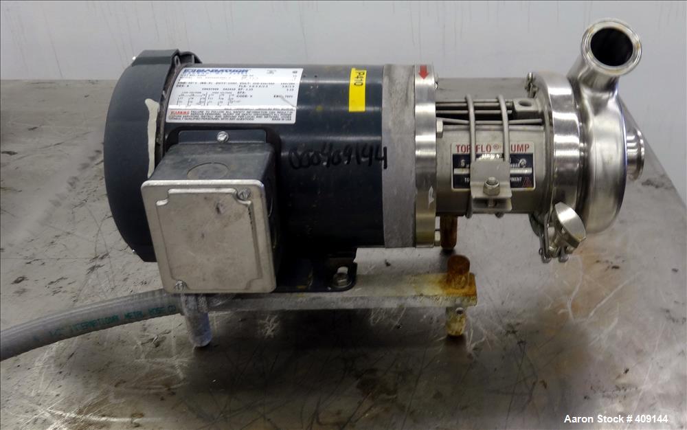 Used- Top-Flo Centrifugal Pump, Model C114-56C, 316 Stainless Steel. Approximate 40 gallons per minute at 40' head. 2" Tri-c...