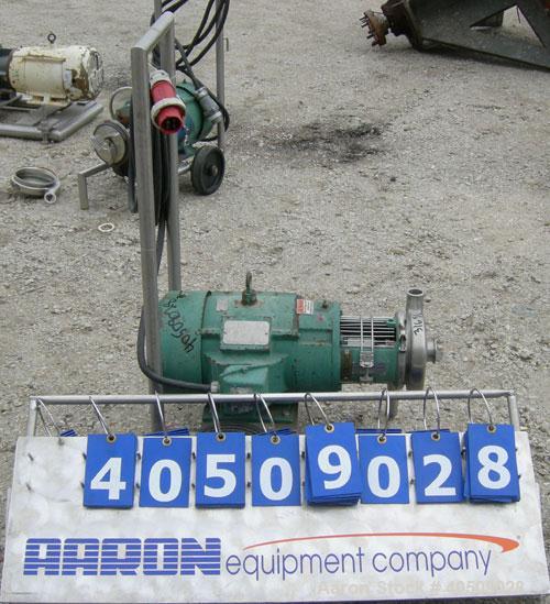 Used Tri Clover Centrifugal Pump, model C216MD21T-S, 316 stainless steel. 2" tri-clamp inlet, 1 1/2" tri-clamp outlet. Approximate capacity 160 gallons per minute at 110' head. Approximate 5" diamete...