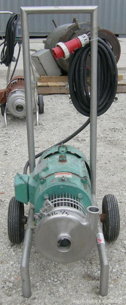 Used Tri Clover Centrifugal Pump, model C216MD21T-S, 316 stainless steel. 2" tri-clamp inlet, 1 1/2" tri-clamp outlet. Approximate capacity 160 gallons per minute at 110' head. Approximate 5" diamete...