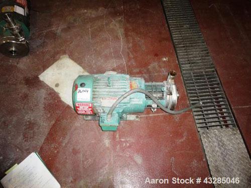 Used Tri-Clover Centrifugal Pump, Model C216MDG21T-S, Stainless Steel. 2" x 1.5", rated approximately 350 pgm at 200' head pressure with 7.5 hp motor, serial# 242554.