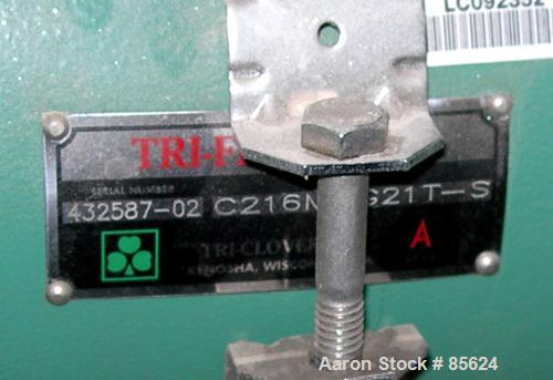Used Tri Clover Centrifugal Pump, Model C216MDG21T-S, 316 Stainless Steel. 6" impeller, 2-1/2" tri clamp inlet, 1-1/2" tri clamp outlet. Approximate capacity 100 gallons per minute at 170' head. Driv...