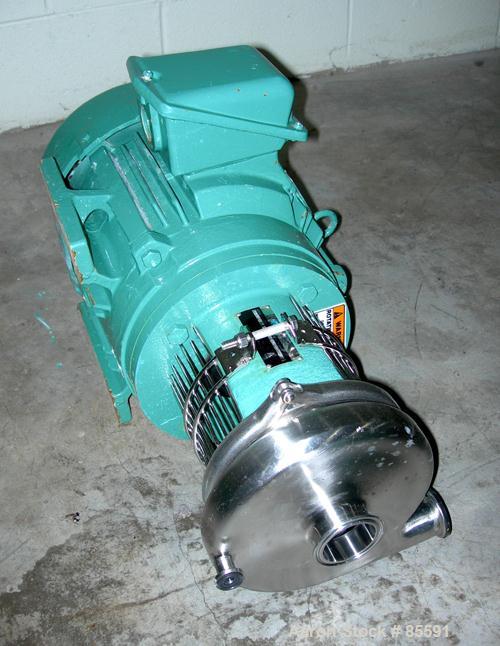 Used Tri-Clover Centrifugal Pump, Model C216MDG21T20ND04Y23SP, 316 Stainless Steel. 6" impeller, 2" tri-clamp inlet. Approximate capacity 100 gallons per minute at 170' head. Driven by a 7.5 hp, 3/60...