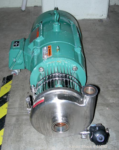 Used Tri-Clover Centrifugal Pump, Model C216MDG21T20ND01Y18SP, 316 Stainless Steel. 6" impeller, 2" tri-clamp inlet, 1-1/2" tri-clamp outlet. Approximate capacity 100 gallons per minute at 170' head....